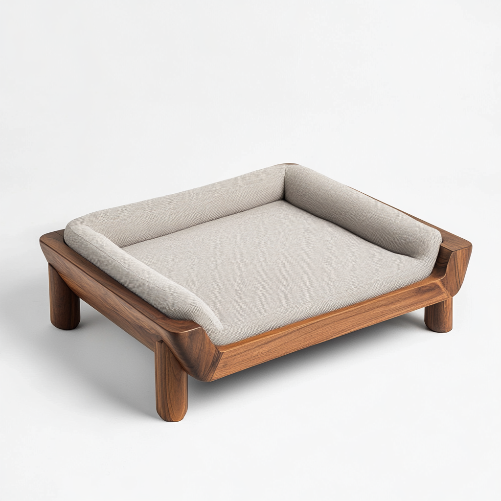 Zozze Elevated Solid Wood Dog Bed - Genuine Walnut Frame - Mid-Century Modern Design - 45" Wide - For Large Dogs