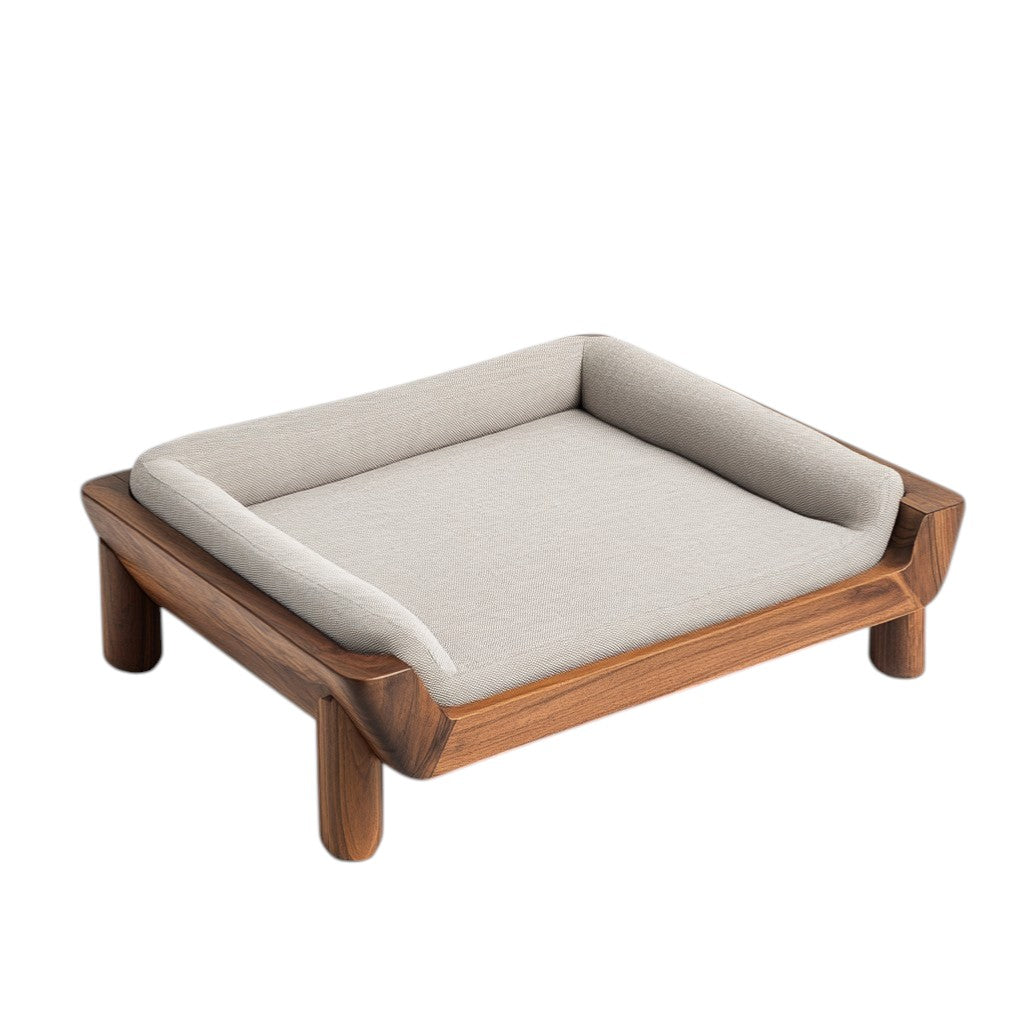 Zozze Elevated Solid Wood Dog Bed - Genuine Walnut Frame - Mid-Century Modern Design - 45" Wide - For Large Dogs