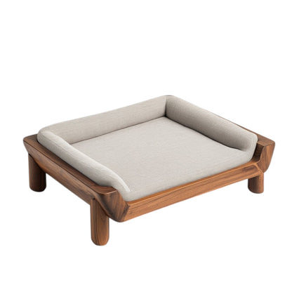 Zozze Elevated Solid Wood Dog Bed - Genuine Walnut Frame - Mid-Century Modern Design - 45" Wide - For Large Dogs