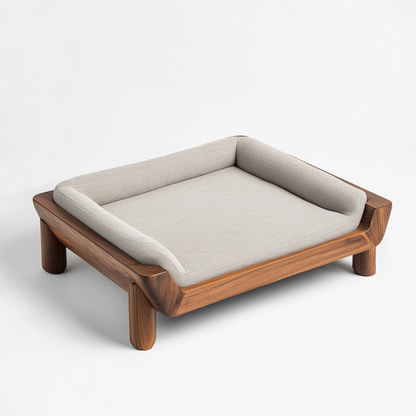 Zozze Elevated Solid Wood Dog Bed - Genuine Walnut Frame - Mid-Century Modern Design - 45" Wide - For Large Dogs